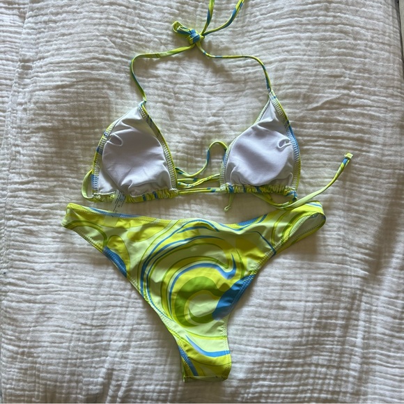 Shein Green and Blue Swirl Bikini Set and Skirt. - Picture 3 of 9